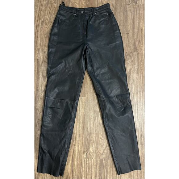 Harley-Davidson Pants - VTG Harley Davidson Women’s Leather Pants‎ Size 38/10 Black 5 Pocket Biker